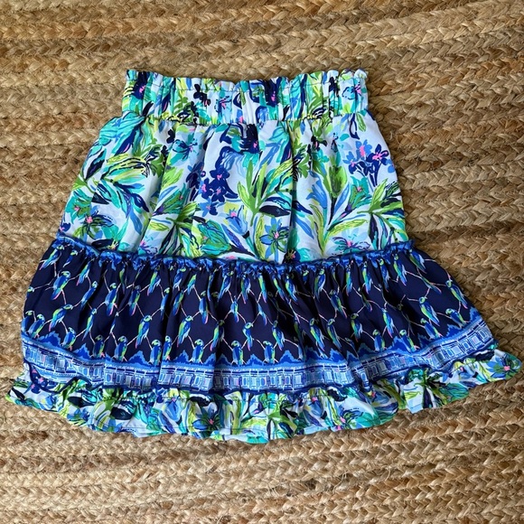 NEW Lilly Pulitzer XXS Green & Blue Rays Tropical Beachy Printed Skirt - Picture 4 of 7